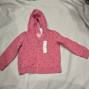 Cat & Jack Pink Hoodie with Heart Pattern - Girls 4T